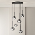 Ondaluce - Hängeleuchte mit Kabel JEWEL 6xE14/10W/230V Ø 55 cm rauchschwarz