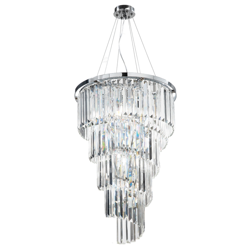 Ondaluce - Kristall-Kronleuchter an Kabel ALEXANDER 10xE14/10W/230V Ø 50 cm glänzender Chrom
