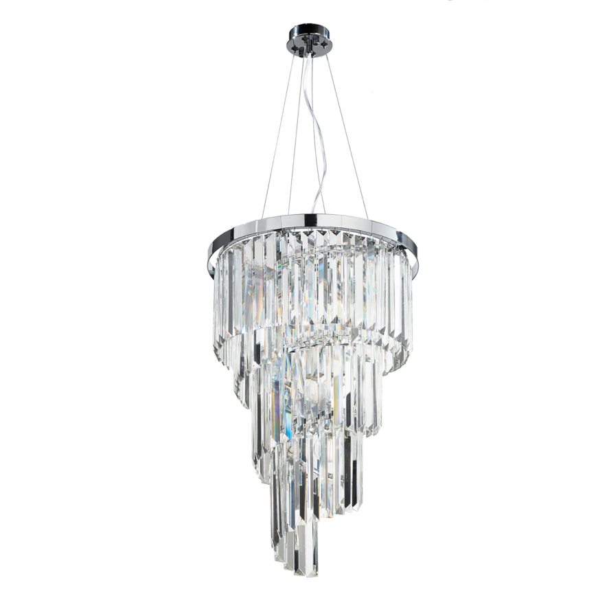 Ondaluce - Kristall-Kronleuchter an Kabel ALEXANDER 7xE14/10W/230V Ø 40 cm glänzender Chrom/klar