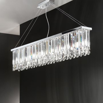 Ondaluce - Kristall-Kronleuchter mit Kabelaufhängung BATIDA 8xE14/10W/230V glänzender Chrom
