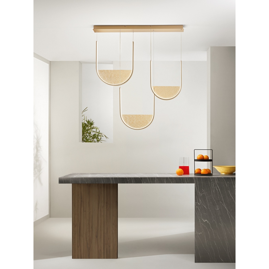 Ondaluce - Lampada a sospensione dimmerabile su cavo LOTUS LED/70W/230V dorata