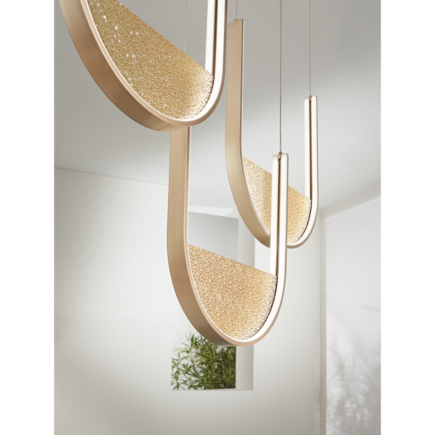 Ondaluce - Lampada a sospensione dimmerabile su cavo LOTUS LED/70W/230V dorata