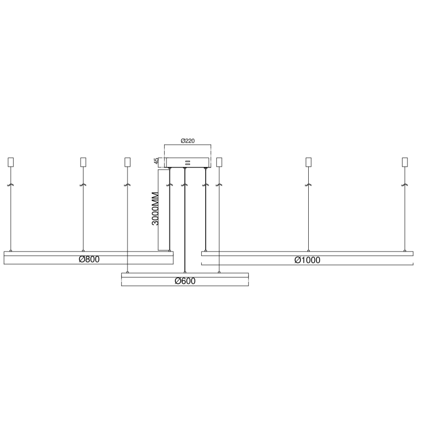 Ondaluce - Lampadario dimmerabile a sospensione su cavo SOEL LED/28W/230V + LED/38W + LED/47W 3000/4000K Ø 100/80/60 cm bianco