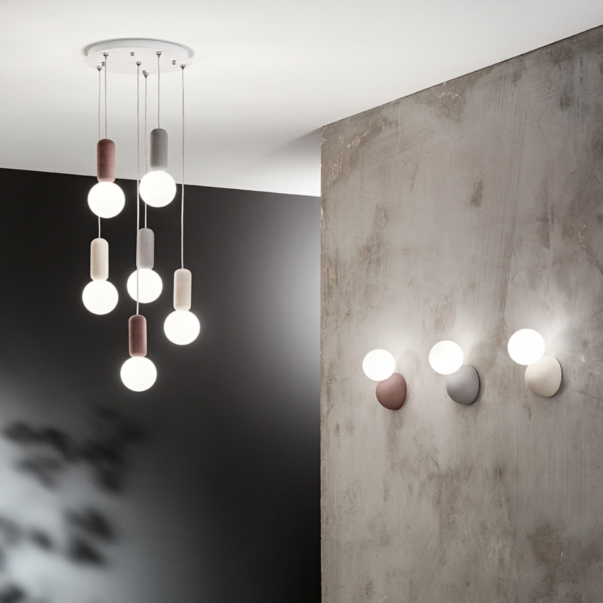 Ondaluce - Lampada a sospensione su cavo ROCK 6xG9/7W/230V Ø 35 cm cemento marrone/grigio/bianco