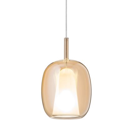 Ondaluce - Lampada a sospensione su cavo THELMA 1xE27/15W/230V Ø 19,5 cm dorato/beige fumé