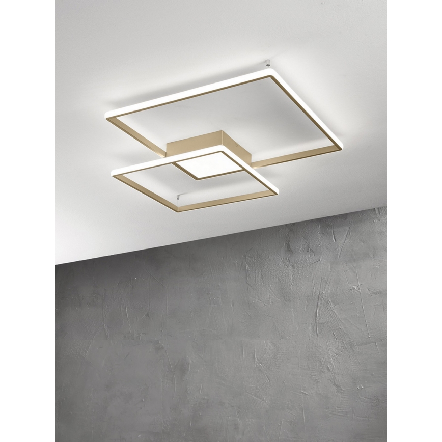 Ondaluce - Lampada da soffitto LED dimmerabile DOWEL LED/46W/230V 55x55 cm dorata