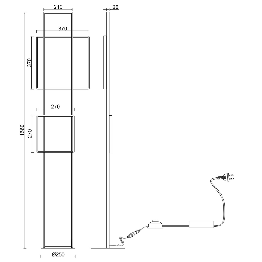 Ondaluce - Lampada da terra dimmerabile a LED DOWEL, 77 W/230 V, 166 cm, dorata
