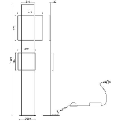 Ondaluce - Lampada da terra dimmerabile a LED DOWEL LED/77W/230V argento