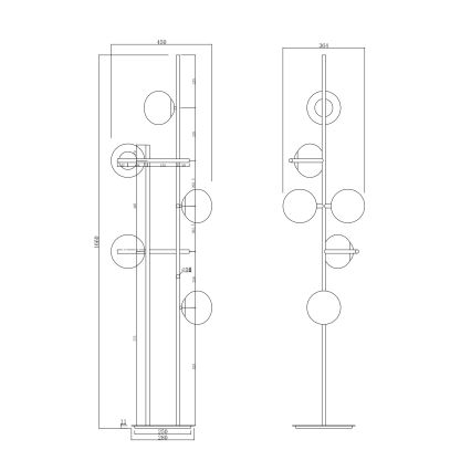 Ondaluce - Lampada da terra JEWEL 6xE14/10W/230V nero fumé