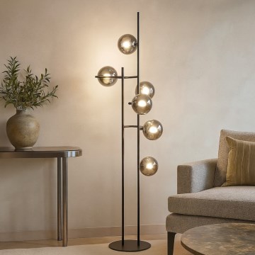 Ondaluce - Lampadaire JEWEL 6xE14/10W/230V noir / noir fumé