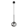 Ondaluce - Lampadario a cavo JEWEL 1xE14/10W/230V Ø 17 cm nero/nero fumé