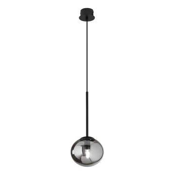 Ondaluce - Lampadario a cavo JEWEL 1xE14/10W/230V Ø 17 cm nero/nero fumé