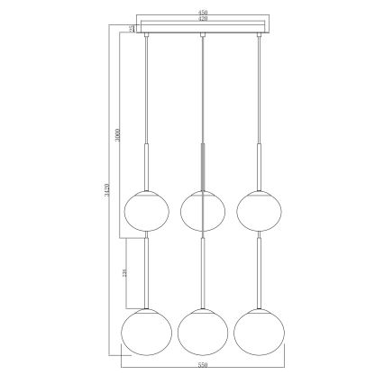 Ondaluce - Lampadario a cavo JEWEL 6xE14/10W/230V Ø 55 cm oro/bianco
