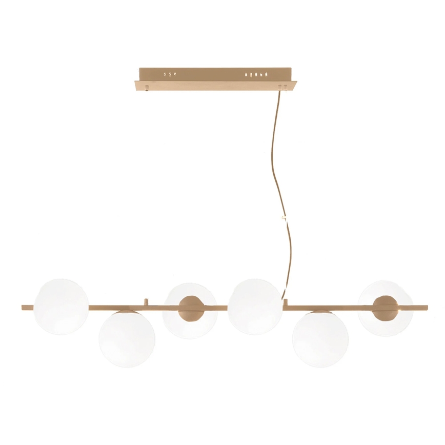 Ondaluce - Lampadario a cavo MONILE 6xE14/10W/230V dorato/bianco