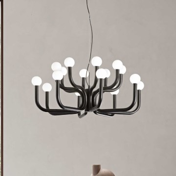 Ondaluce - Lampadario a sospensione con cavo DERBY 16xG9/7W/230V Ø 81,5 cm nero