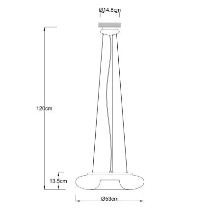 Ondaluce - Lampadario a sospensione con cavo DODI 2xE27/15W/230V Ø 53 cm bianco