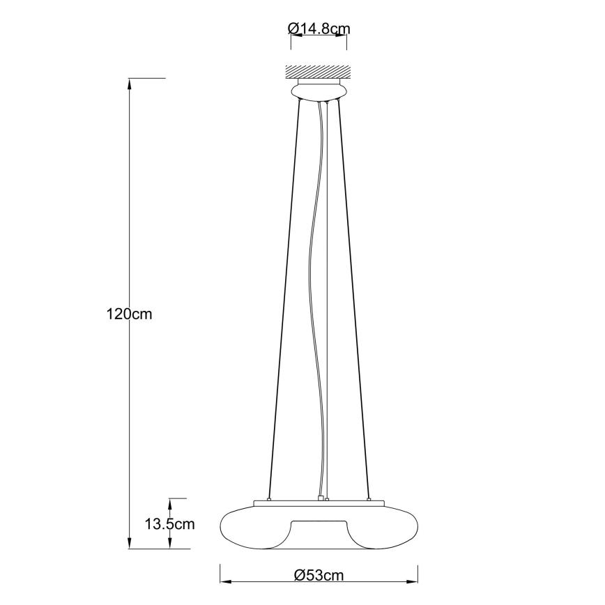 Ondaluce - Lampadario a sospensione con cavo DODI 2xE27/15W/230V Ø 53 cm bianco