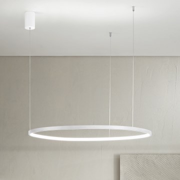 Ondaluce - lampadario a sospensione LED dimmerabile su cavo SOEL, 38W, 230V, 3000/4000K, Ø 80 cm, bianco