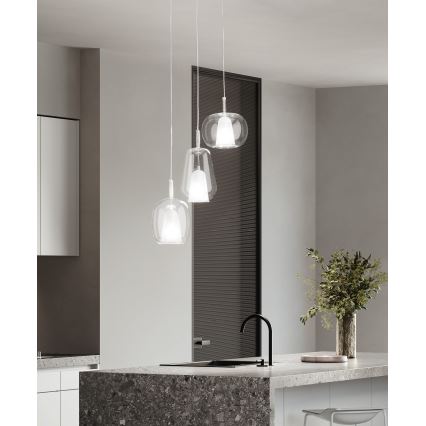 Ondaluce - Lampadario a sospensione su cavo THELMA 1xE27/15W/230V Ø 25 cm oro/trasparente