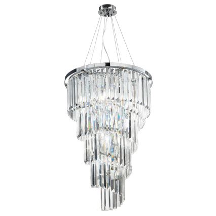 Ondaluce - Lampadario sospeso in cristallo con cavo ALEXANDER 10xE14/10W/230V Ø 50 cm cromo lucido
