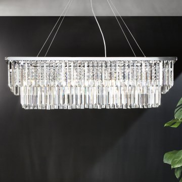 Ondaluce - Lampadario in cristallo sospeso con cavo DAIQUIRI 8xE14/10W/230V finitura cromo lucido