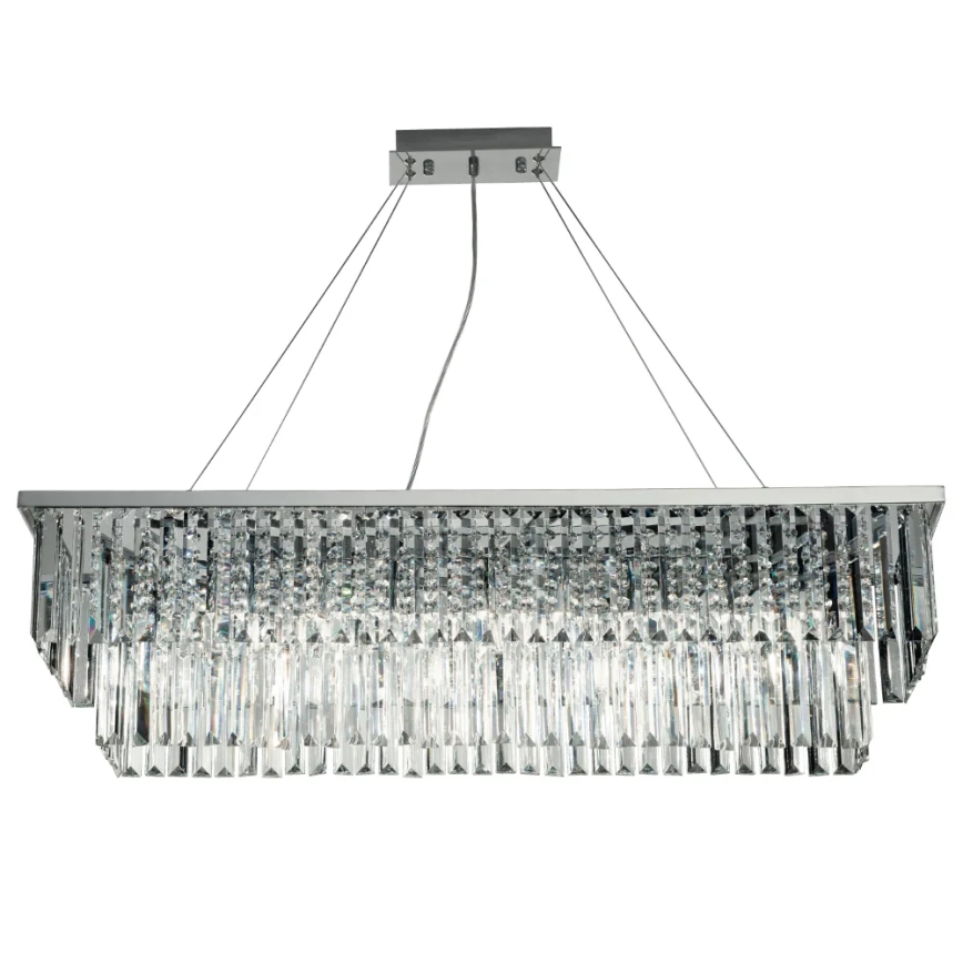 Ondaluce - Lampadario in cristallo sospeso con cavo DAIQUIRI 8xE14/10W/230V finitura cromo lucido