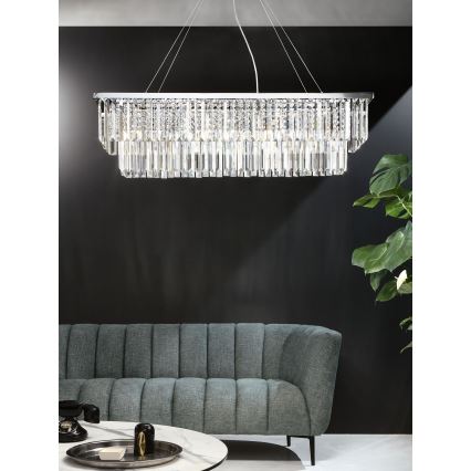 Ondaluce - Lampadario in cristallo sospeso con cavo DAIQUIRI 8xE14/10W/230V finitura cromo lucido