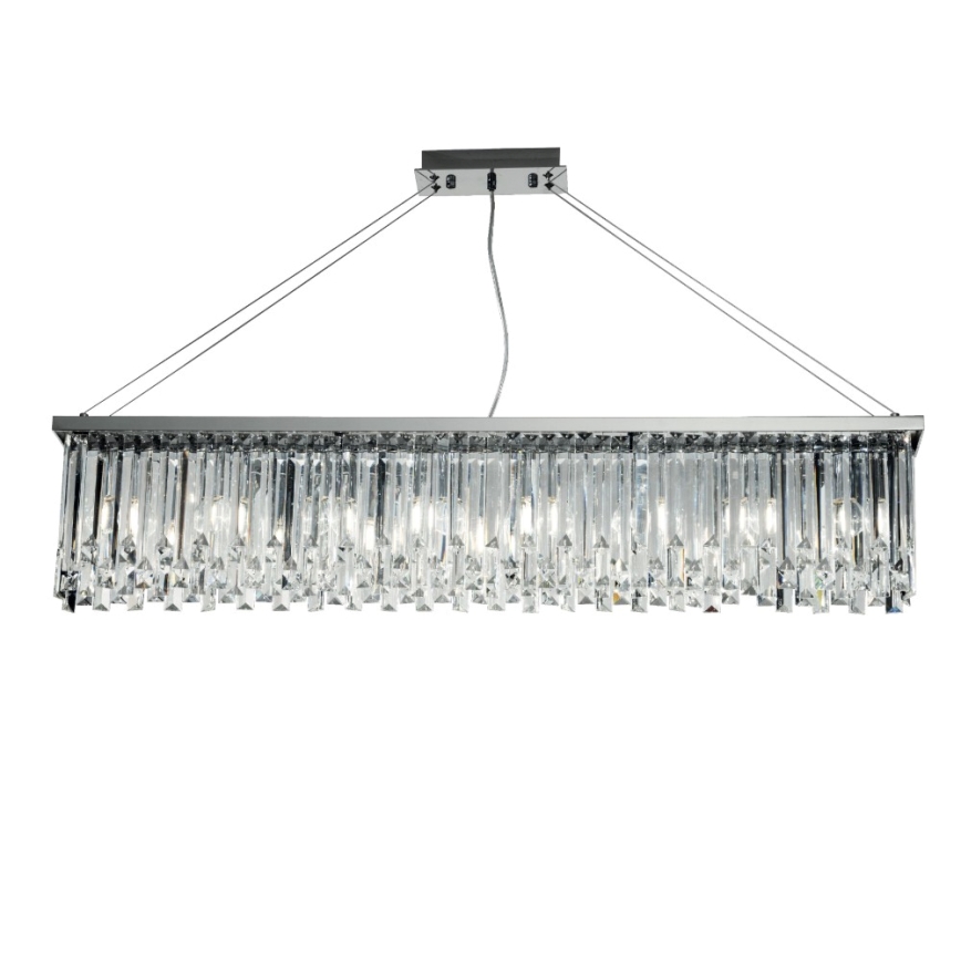 Ondaluce - Lampadario in cristallo sospeso su cavo BATIDA 8xE14/10W/230V cromo lucido/cristallo trasparente
