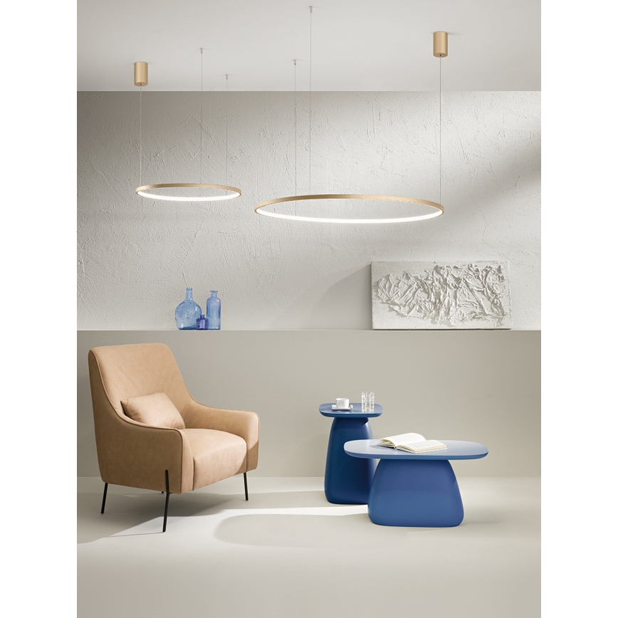 Ondaluce - Lampadario LED dimmerabile a sospensione con cavo SOEL LED/38W/230V Ø 80 cm, finitura oro