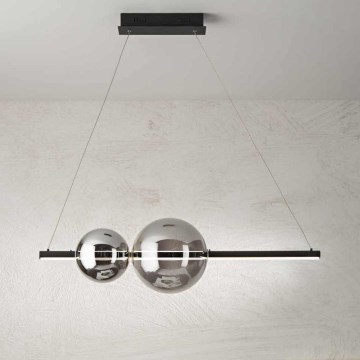 Ondaluce - Lampadario LED dimmerabile a sospensione su cavo FUFI LED/40W/230V nero fumé nero