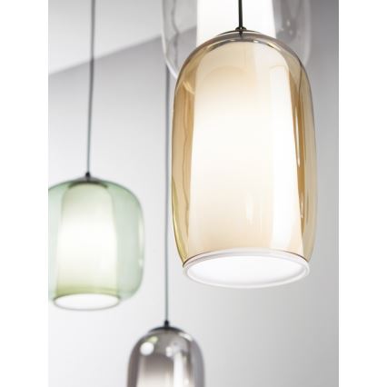 Ondaluce - Lampadario sospeso a cavo BONNIE 1xE27/15W/230V Ø 15,5 cm nero/beige fumé