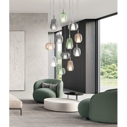 Ondaluce - Lampadario sospeso a cavo THELMA 1xE27/15W/230V Ø 19 cm nero/grigio fumé