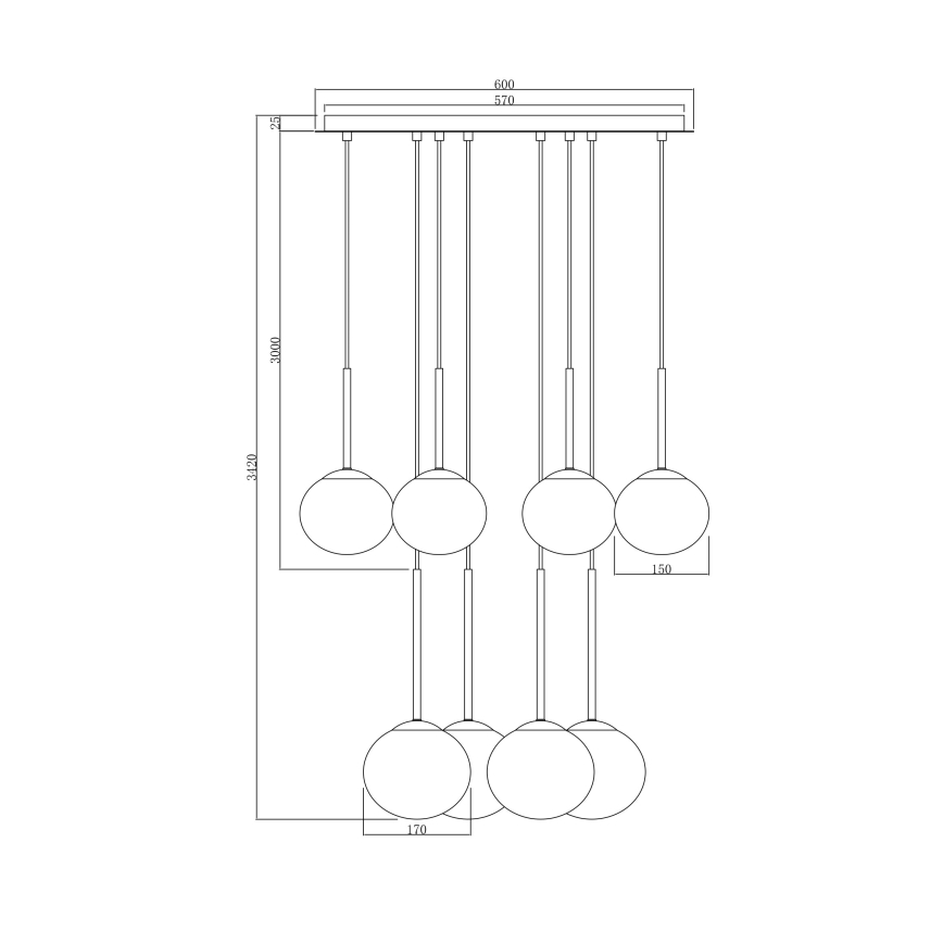 Ondaluce - Lampadario sospeso con cavo JEWEL 8xE14/10W/230V Ø 70 cm oro/bianco