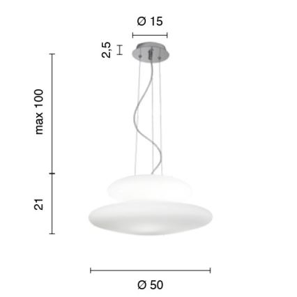 Ondaluce - Lampadario sospeso con cavo PAGODA 3xE27/15W/230V + 2xE27/15W Ø 50 cm bianco