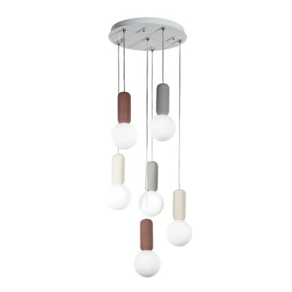 Ondaluce - Lampadario sospeso con cavo ROCK 6xG9/7W/230V Ø 35 cm cemento/marrone/grigio/bianco