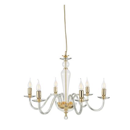 Ondaluce - Lampadario sospeso PAGANINI 6xE14/10W/230V Ø 70 cm oro/trasparente