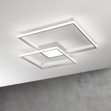 Ondaluce - LED-dimmbare Deckenleuchte DOWEL LED/46W/230V 55x55 cm silber
