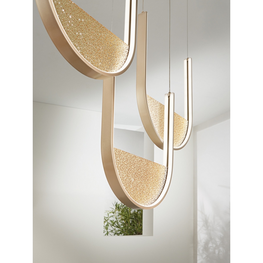 Ondaluce - LED dimmbare Pendelleuchte an Kabel LOTUS LED/70W/230V goldfarben