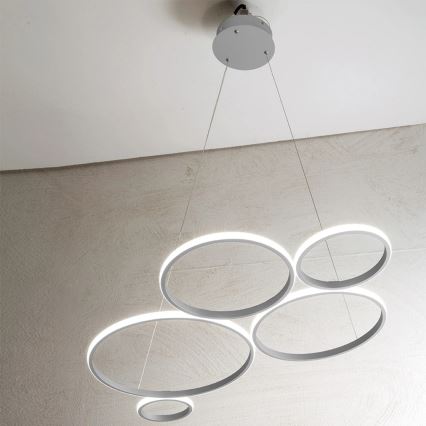 Ondaluce - LED-dimmbare Pendelleuchte an Seil POIS LED/60W/230V silber
