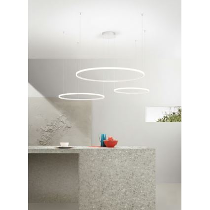 Ondaluce - Suspension LED dimmable sur câbles SOEL LED/28W/230V + LED/38W + LED/47W 3000/4000K Ø 100/80/60 cm blanc