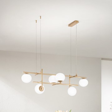 Ondaluce - Lustre sur câble JEWEL 6xE14/10W/230V doré/blanc