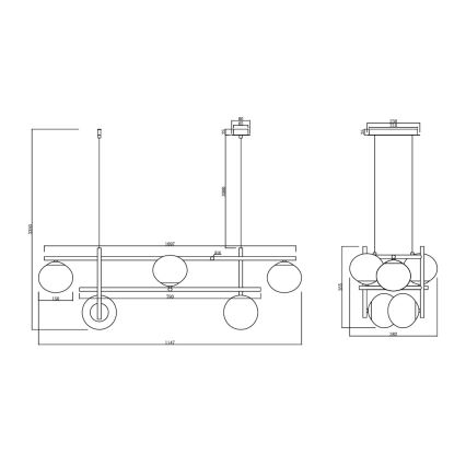 Ondaluce - Lustre sur câble JEWEL 6xE14/10W/230V doré/blanc