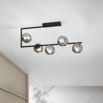 Ondaluce - Lustre sur tige MONILE 5xE14/10W/230V noir/noir fumé