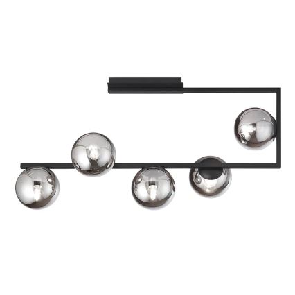 Ondaluce - Lustre sur tige MONILE 5xE14/10W/230V noir/noir fumé