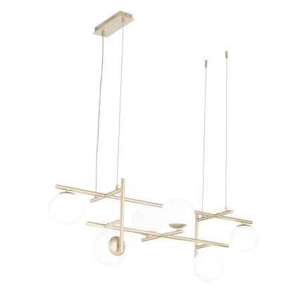 Ondaluce - Pendelleuchte an Kabel JEWEL 6xE14/10W/230V gold/weiß