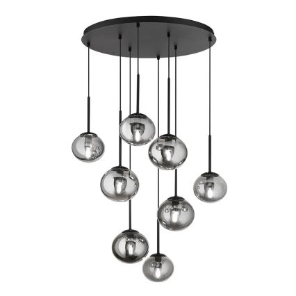 Ondaluce - Pendelleuchte an Kabel JEWEL 8xE14/10W/230V Ø 70 cm rauchschwarz
