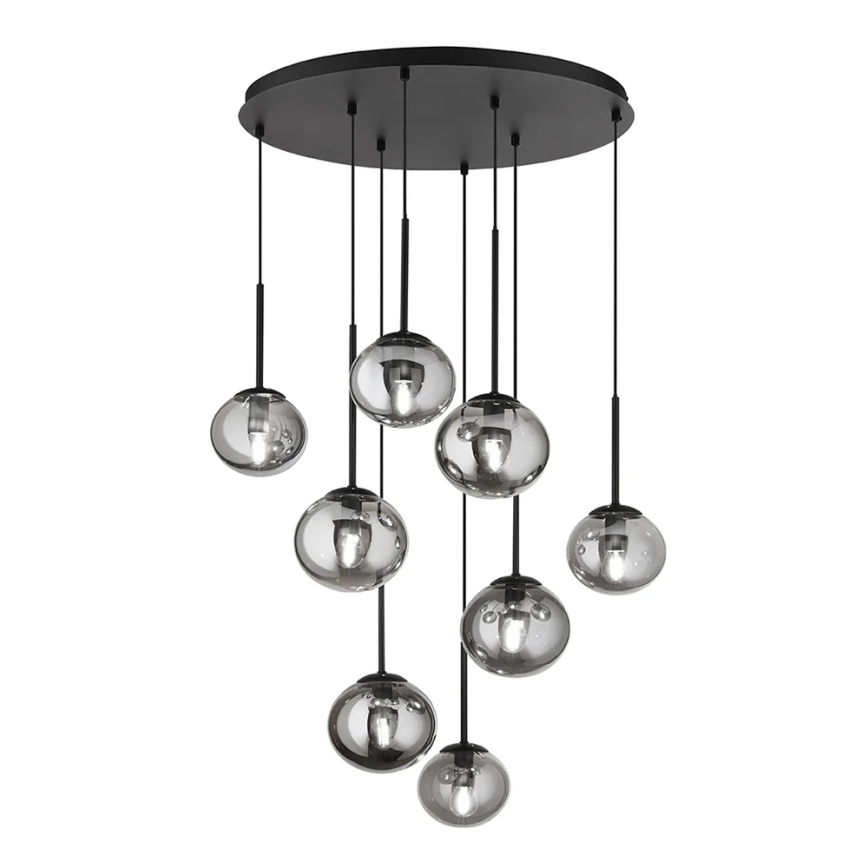 Ondaluce - Pendelleuchte an Kabel JEWEL 8xE14/10W/230V Ø 70 cm rauchschwarz