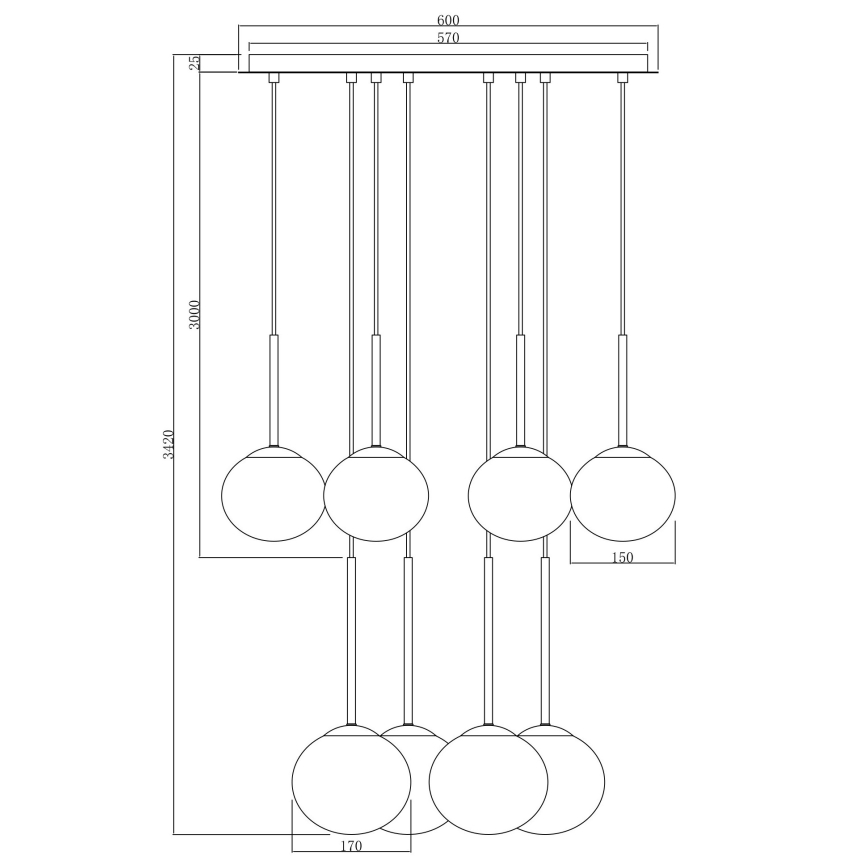 Ondaluce - Pendelleuchte an Kabel JEWEL 8xE14/10W/230V Ø 70 cm rauchschwarz