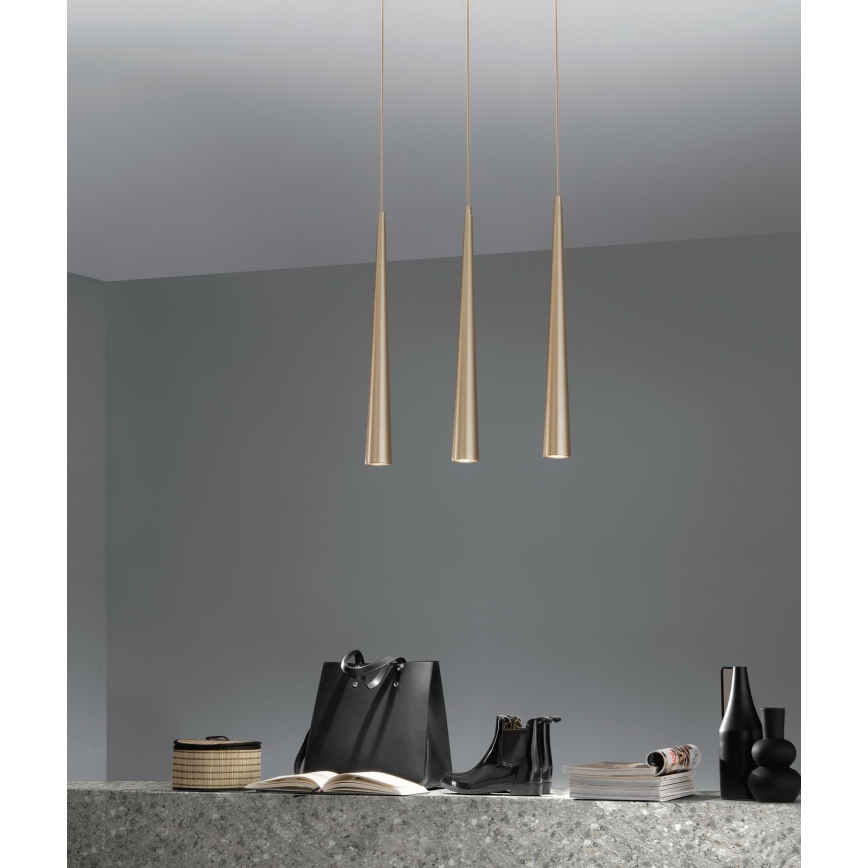 Ondaluce - Pendelleuchte an Kabel NOA 1xGU10/20W/230V Ø 5,5 cm goldfarben
