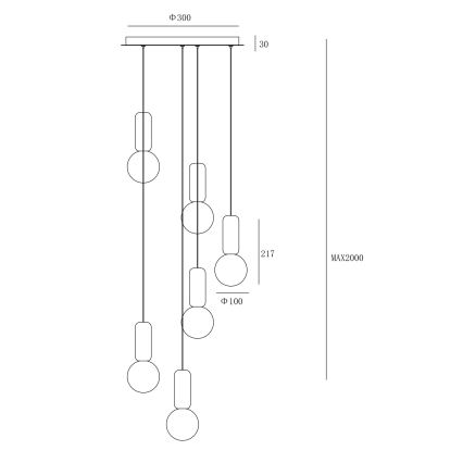 Ondaluce - Pendelleuchte an Kabel ROCK 6xG9/7W/230V Ø 35 cm Beton/Braun/Grau/Weiß